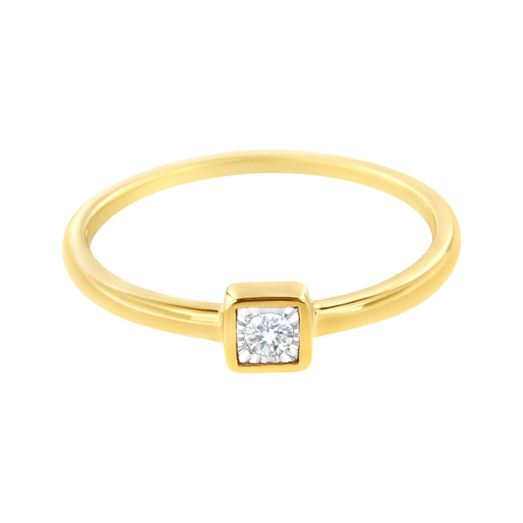 14K Yellow Gold Plated .925 Sterling Silver 1/20 cttw Miracle Set Diamond Promise Ring (J-K Color, I1-I2 Clarity)