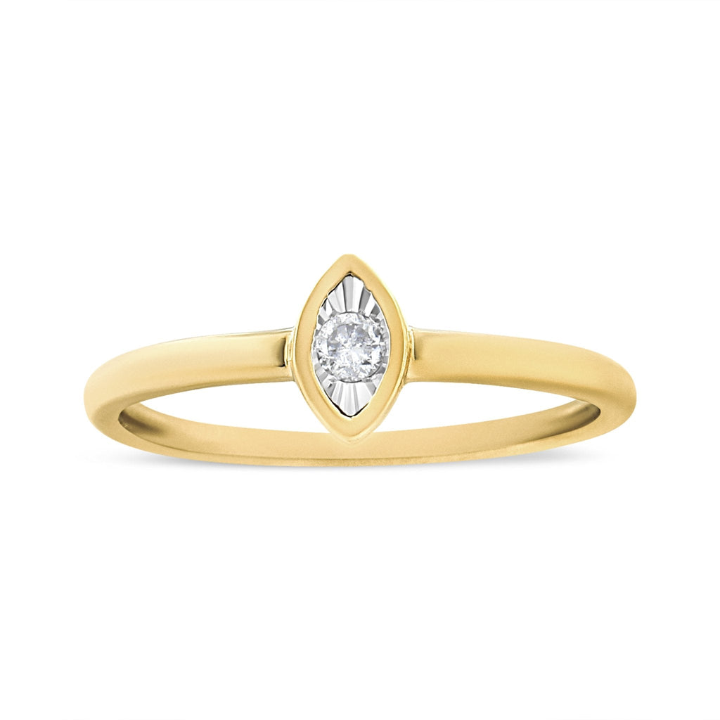 14K Yellow Gold Plated .925 Sterling Silver 1/20 Cttw Miracle Set Diamond Ring (J-K Color, I1-I2 Clarity)