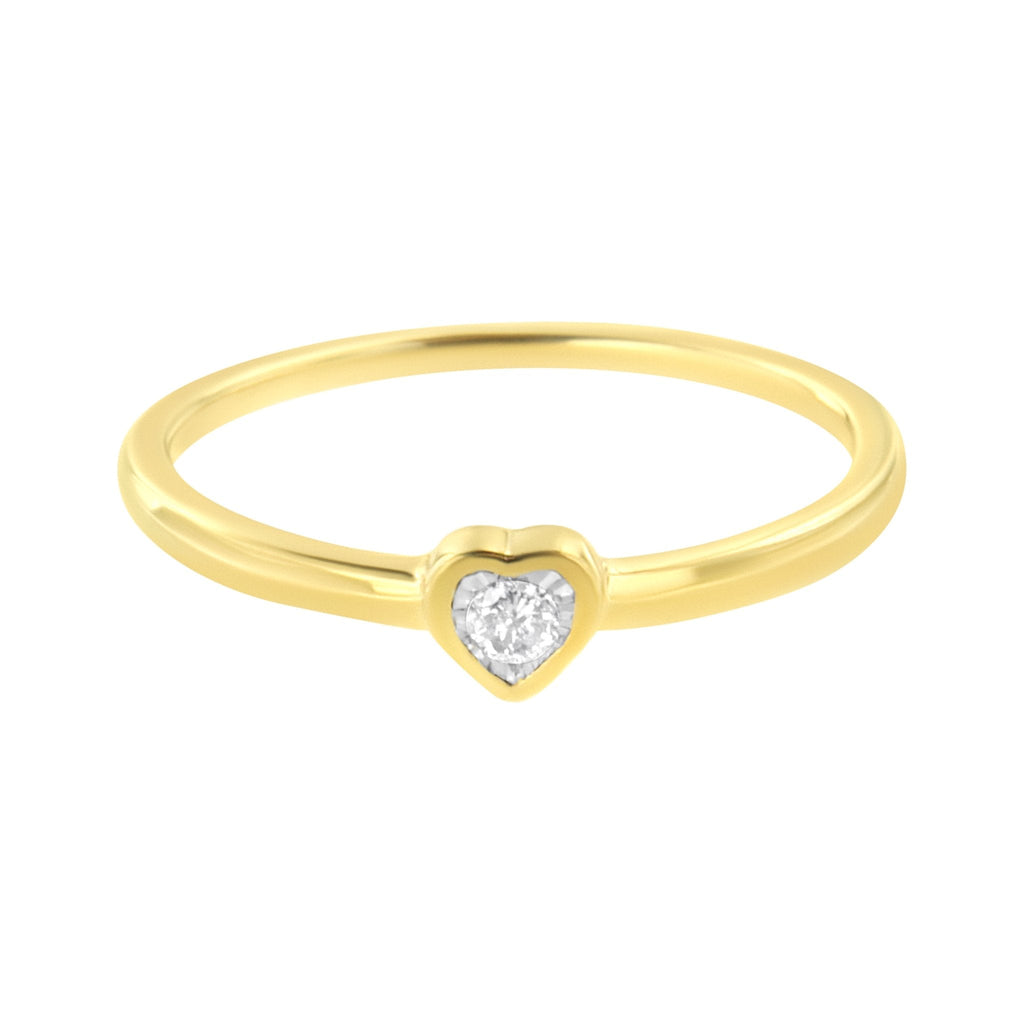 14K Yellow Gold Plated .925 Sterling Silver Miracle Set Diamond Accent Heart Shaped Promise Ring (J-K Color, I1-I2 Clarity)