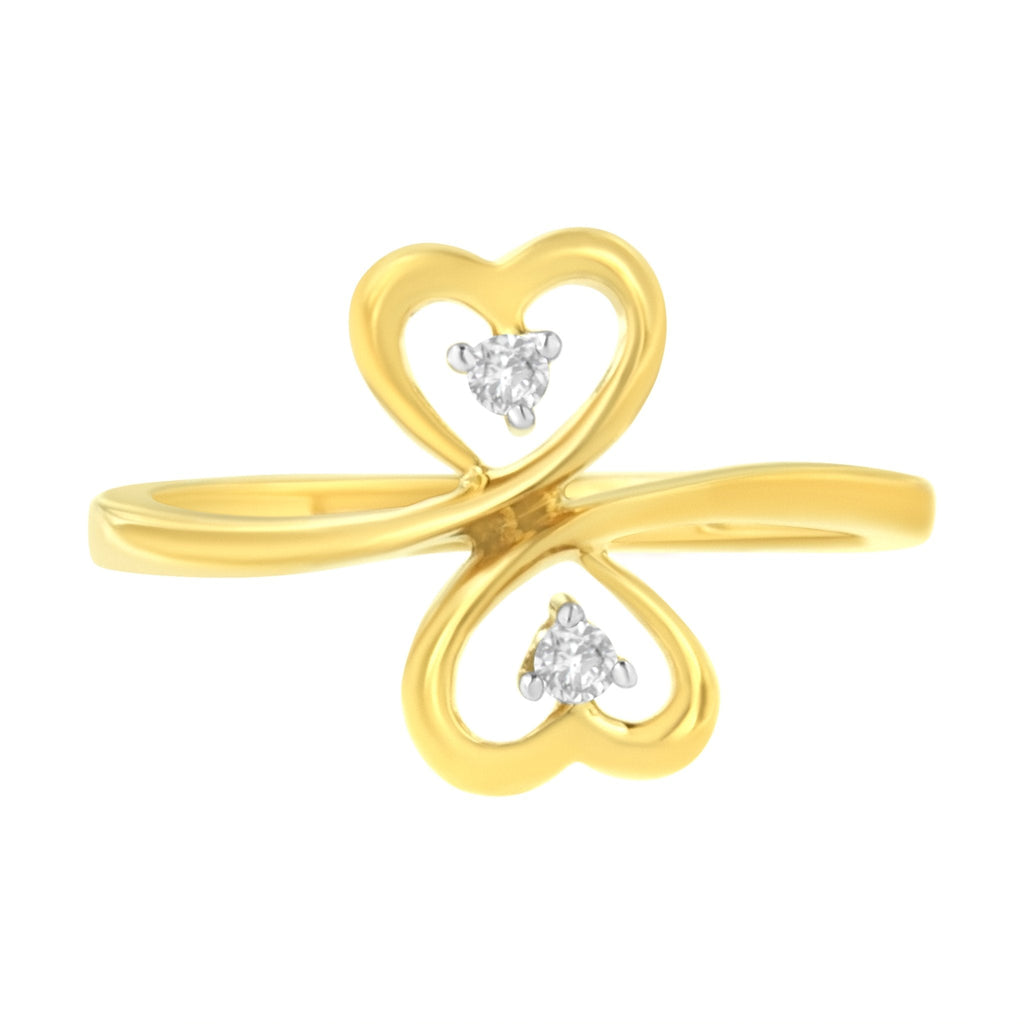 14KT Yellow Gold 1/20 ctw. Dual Heart Diamond Ring (K-L, I1-I2)