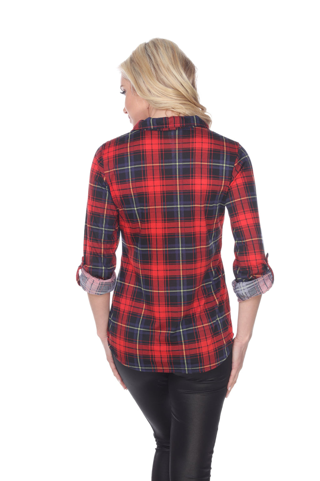 White Mark Women's Oakley Stretchy Plaid Top (9 Colors Available)