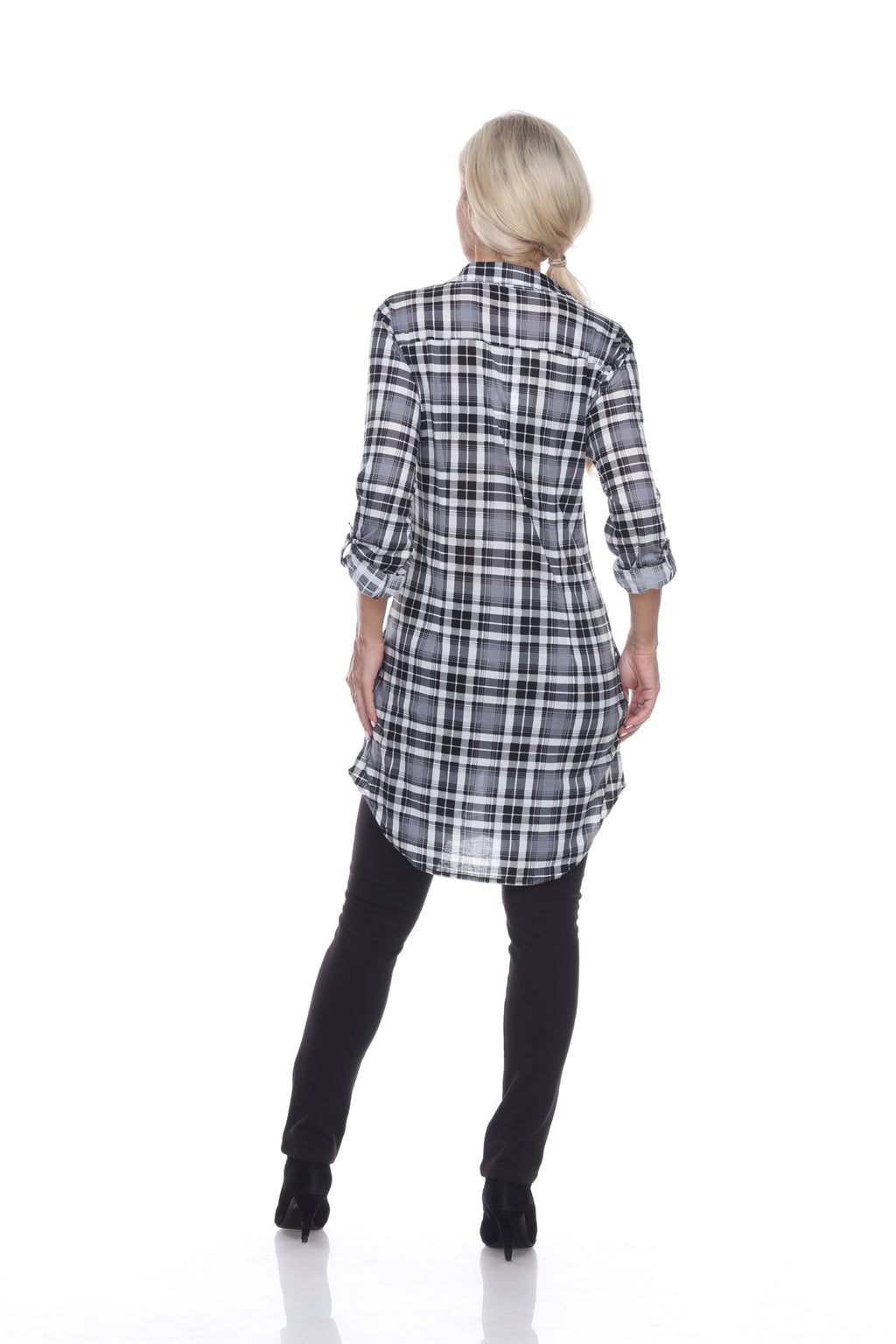 White Mark Women's Piper Stretchy Plaid Tunic ( 8 Colors Available)