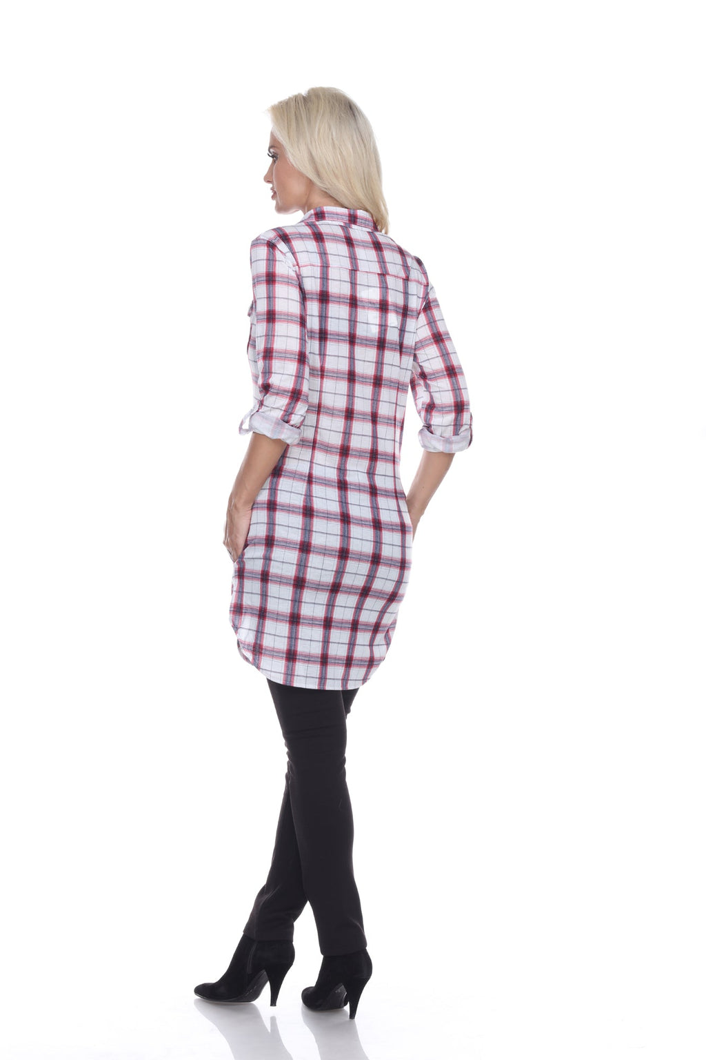 White Mark Women's Piper Stretchy Plaid Tunic ( 8 Colors Available)