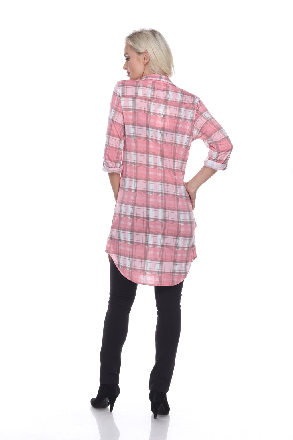 White Mark Women's Piper Stretchy Plaid Tunic ( 8 Colors Available)