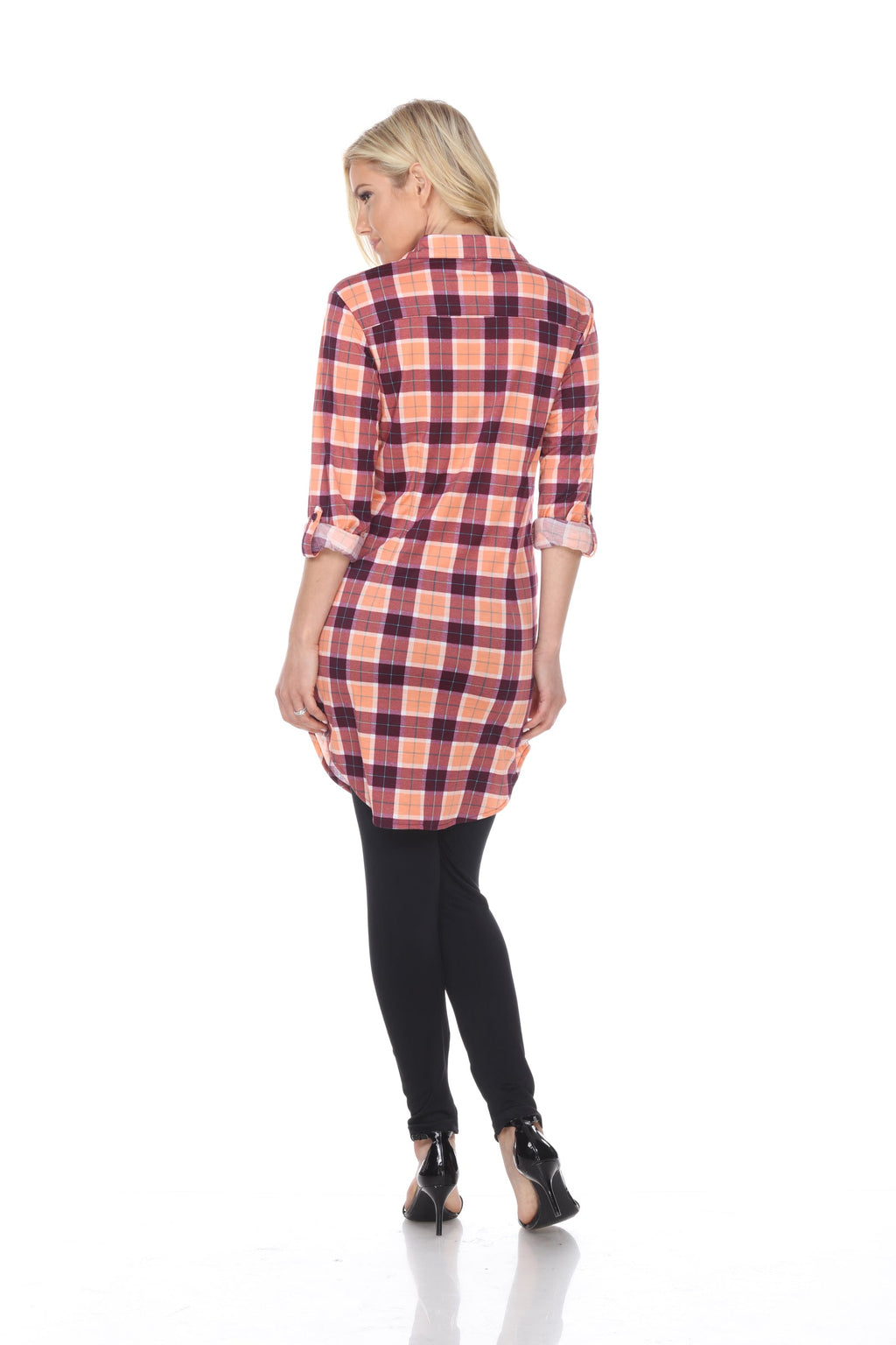 White Mark Women's Piper Stretchy Plaid Tunic ( 8 Colors Available)