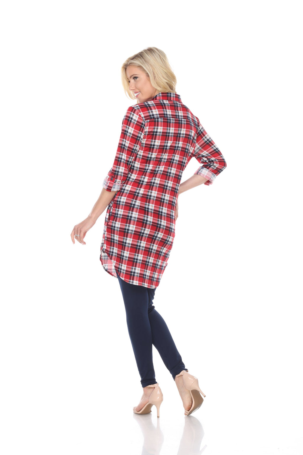 White Mark Women's Piper Stretchy Plaid Tunic ( 8 Colors Available)