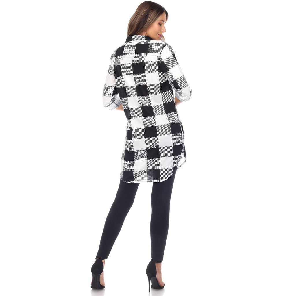 White Mark Women's Buffalo Plaid Tunic Shirt (6 Colors Available)