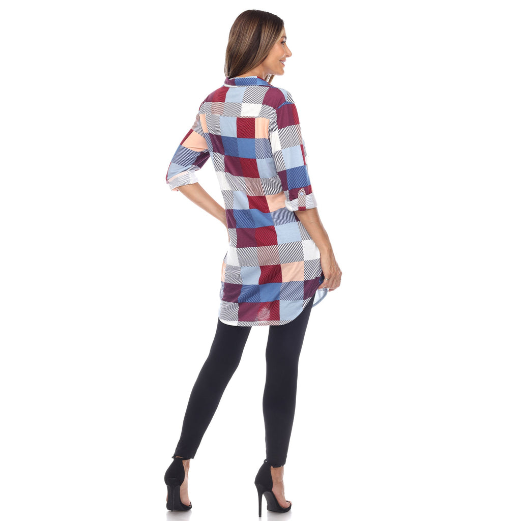 White Mark Women's Buffalo Plaid Tunic Shirt (6 Colors Available)