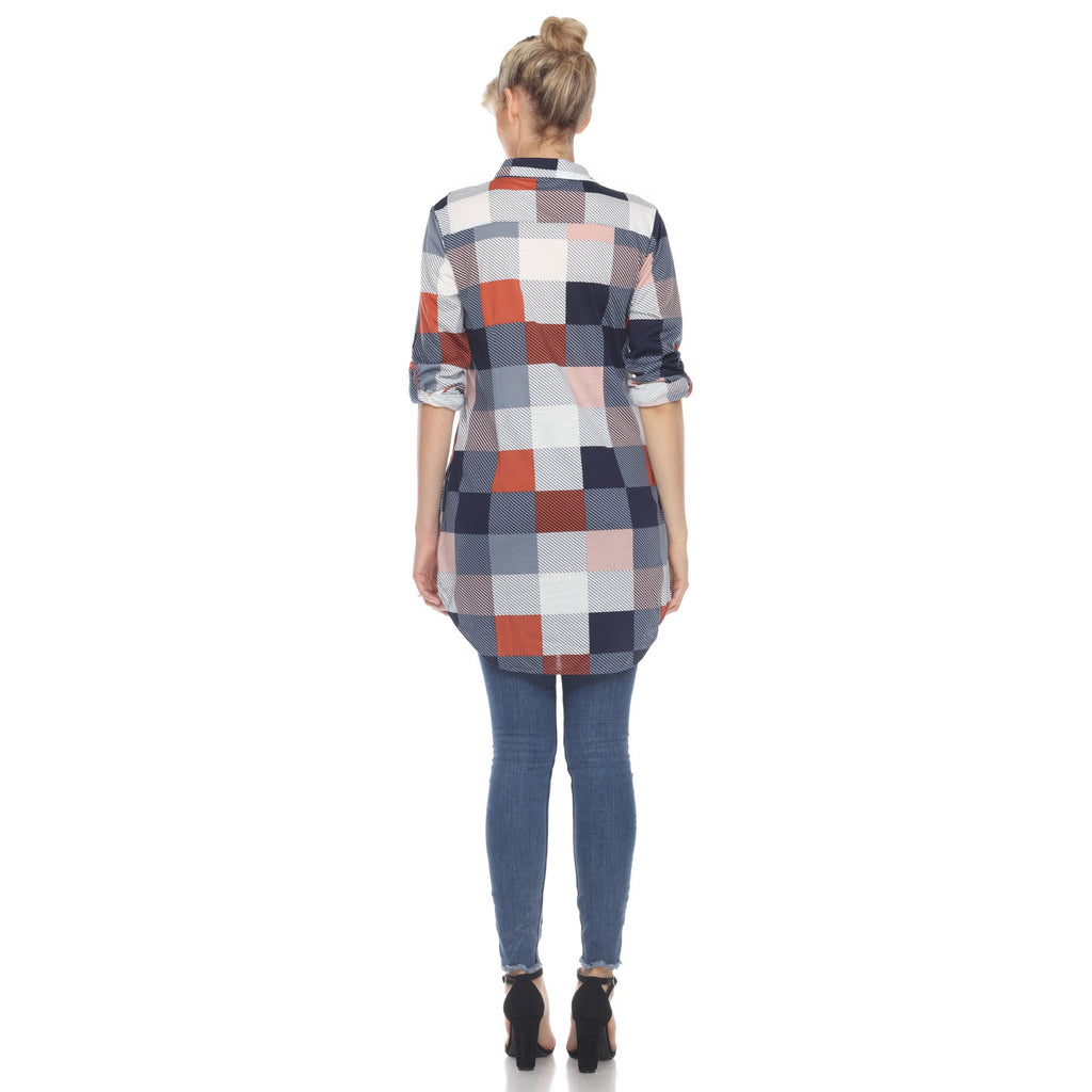 White Mark Women's Buffalo Plaid Tunic Shirt (6 Colors Available)