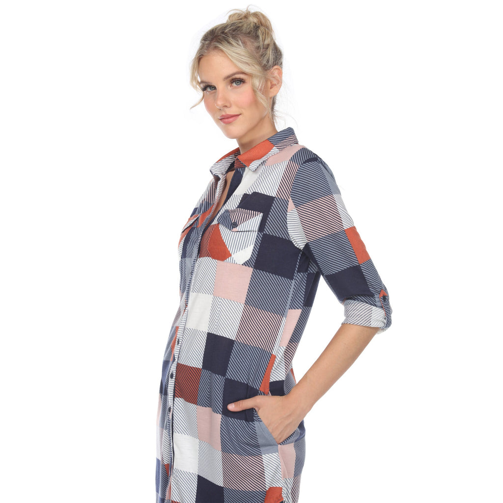 White Mark Women's Buffalo Plaid Tunic Shirt (6 Colors Available)