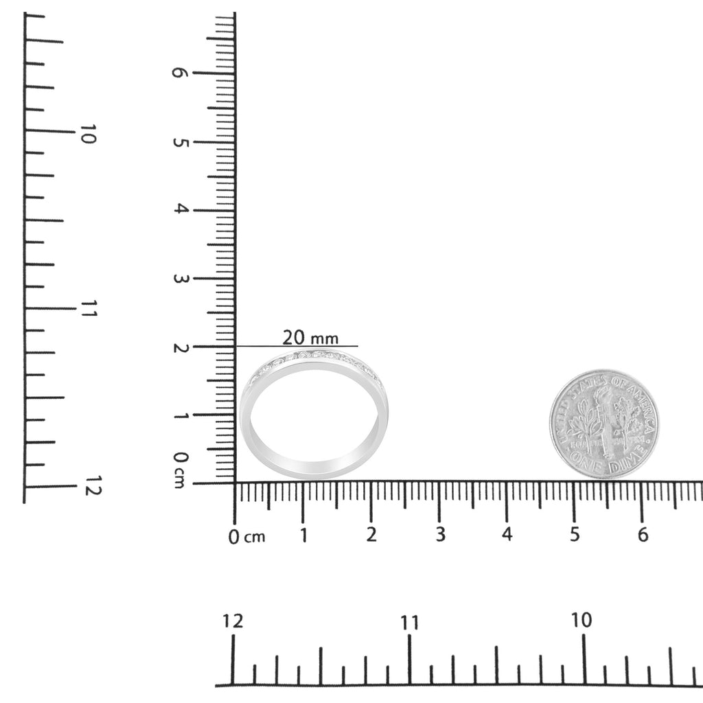 18K White Gold 1/4 Cttw Channel Set Brilliant Round-Cut Diamond Classic 11 Stone Wedding Band Ring (E-F Color, I1-I2 Clarity)
