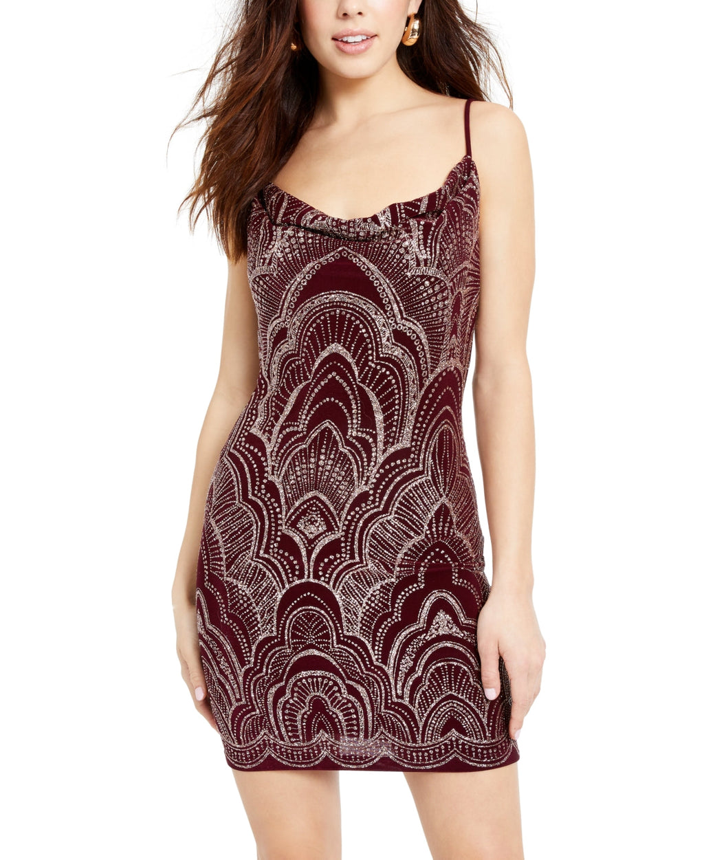 Jump Junior's Glitter Print Bodycon Dress Red Size Medium