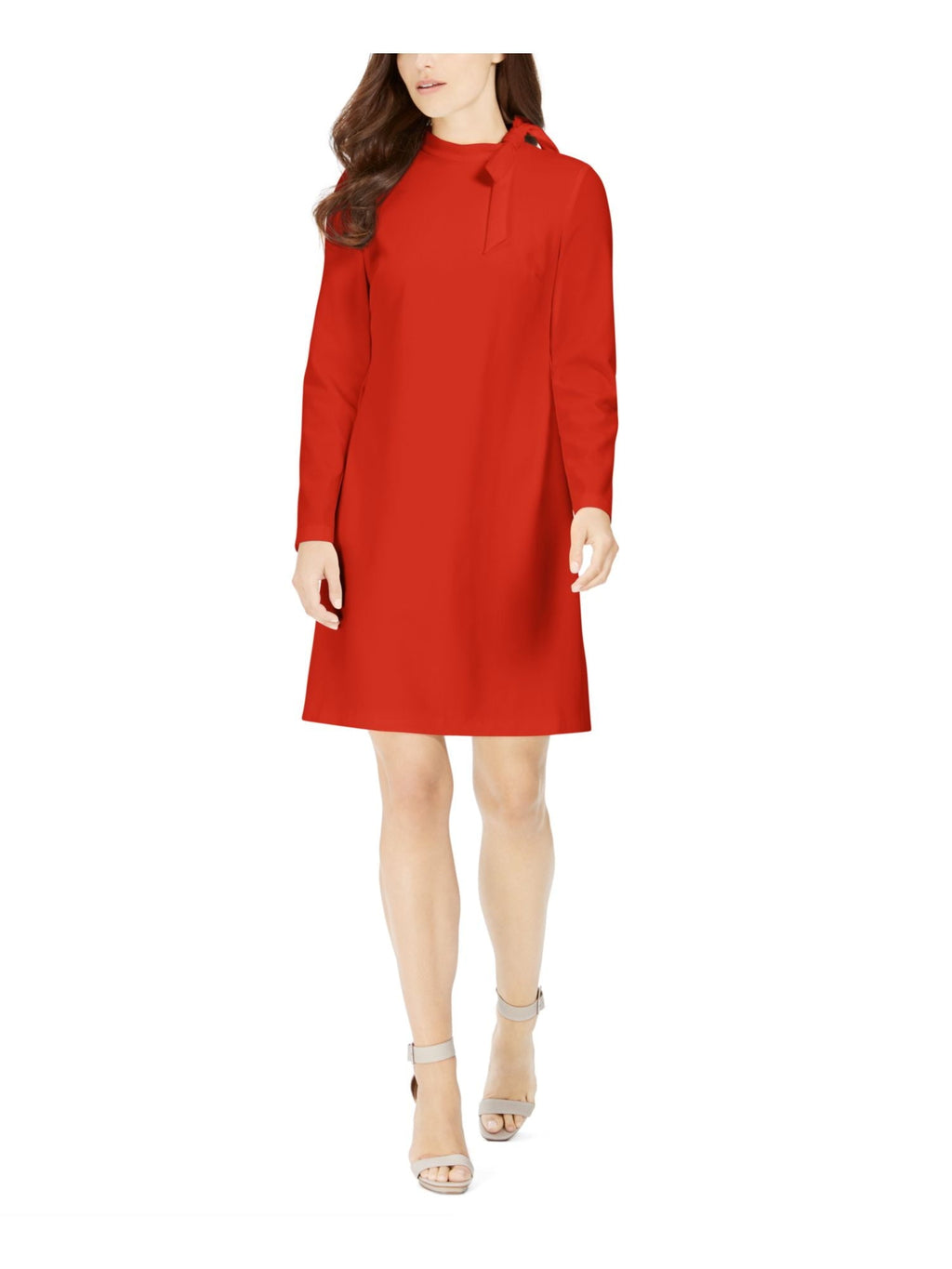 Calvin Klein Women's Tie Neck Scuba Crepe Dress Red Size 6