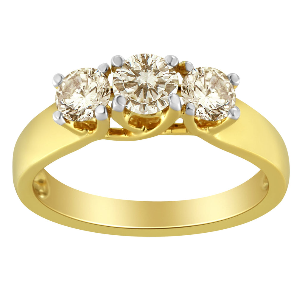 10K Yellow Gold Diamond 3-Stone Ring (1 Cttw, J-K Color, I1-I2 Clarity)