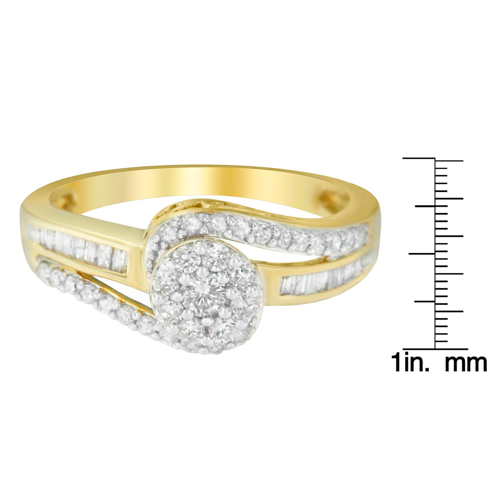 10K Yellow Gold Diamond Cluster Ring (1/2 Cttw, I-J Color, I2-I3 Clarity)