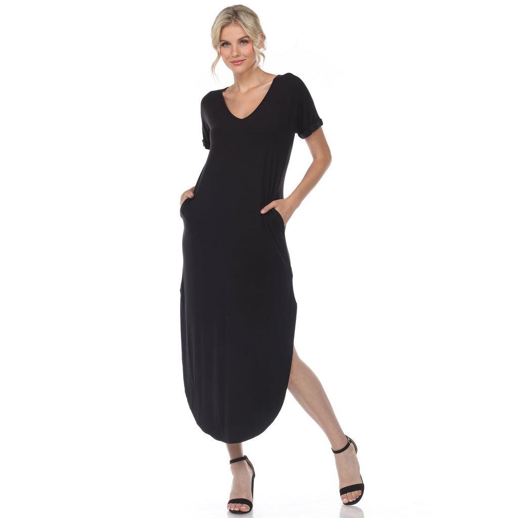 Women's Short Sleeve V-neck Maxi Dress (5 Colors Available)