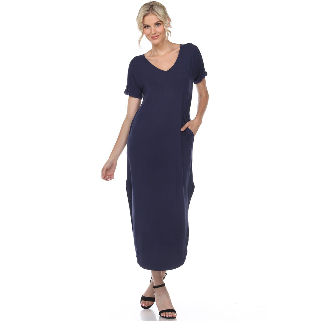 Women's Short Sleeve V-neck Maxi Dress (5 Colors Available)