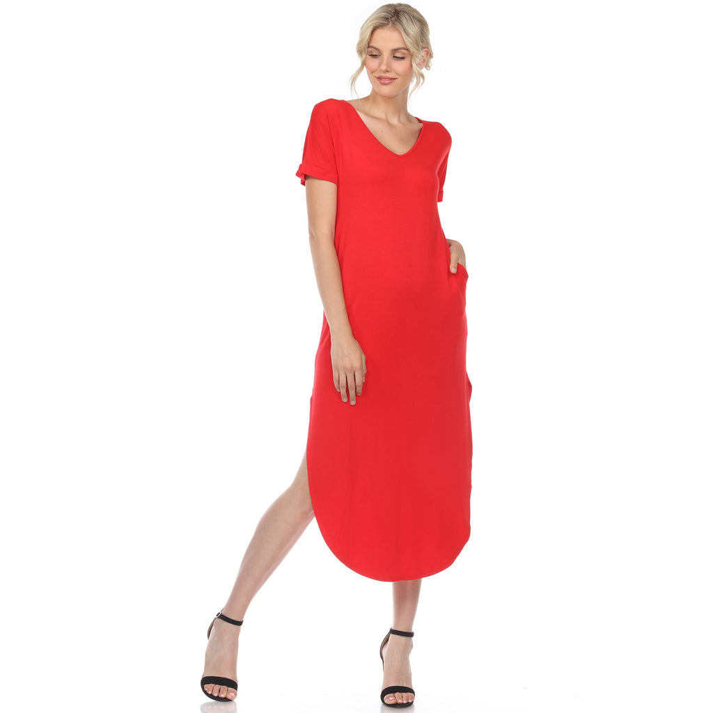 Women's Short Sleeve V-neck Maxi Dress (5 Colors Available)