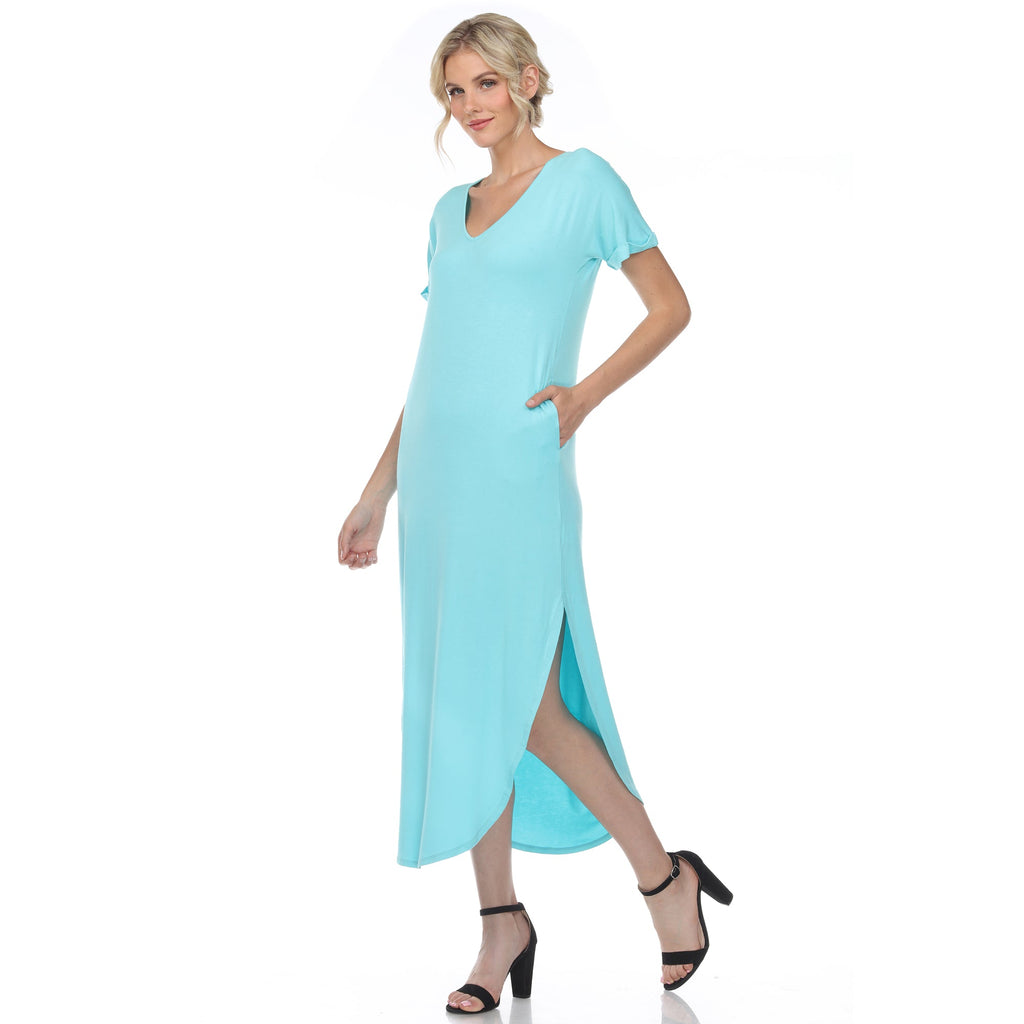 Women's Short Sleeve V-neck Maxi Dress (5 Colors Available)