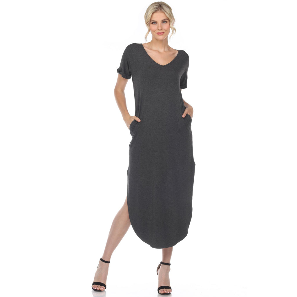 Women's Short Sleeve V-neck Maxi Dress (5 Colors Available)