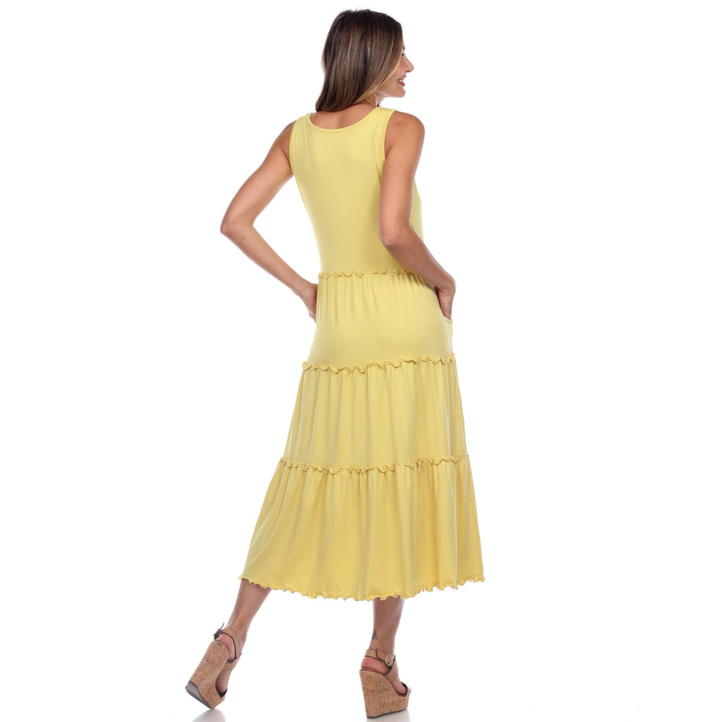 Women's Scoop Neck Tiered Midi Dress (9 Colors Available)