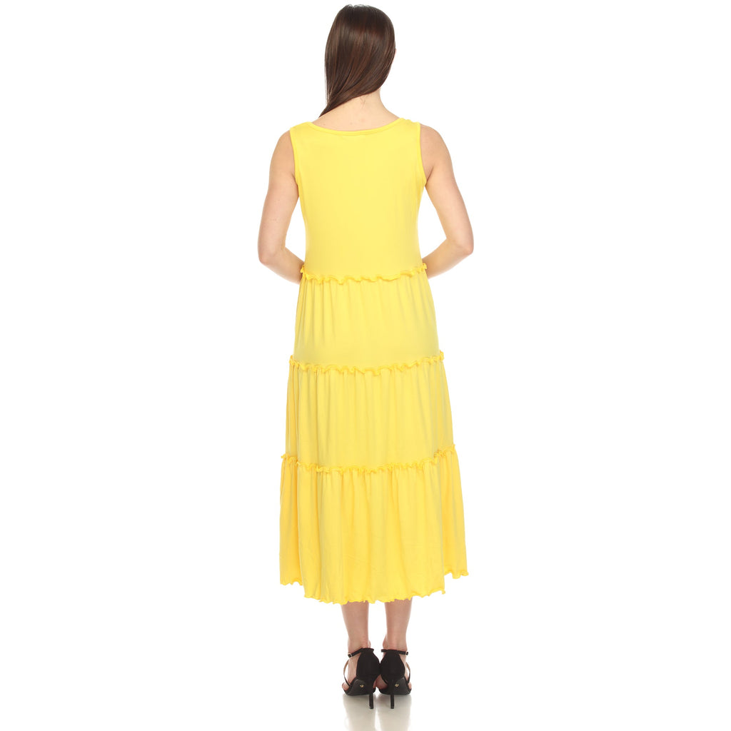 Women's Scoop Neck Tiered Midi Dress (9 Colors Available)