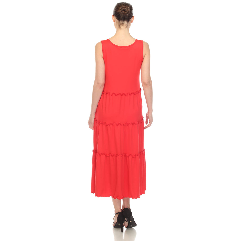 Women's Scoop Neck Tiered Midi Dress (9 Colors Available)