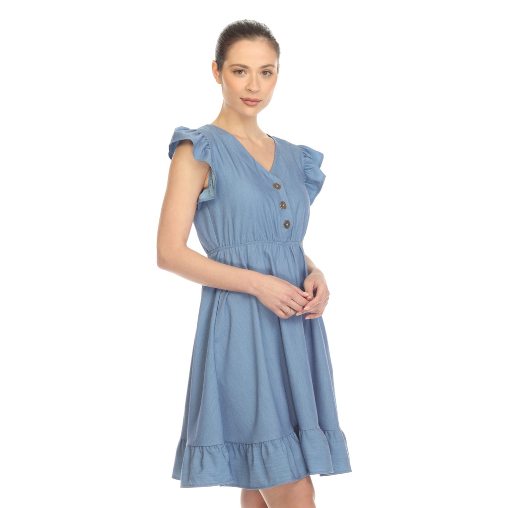 Women's Ruffle Sleeve Knee-Length Dress (2 Colors Available)