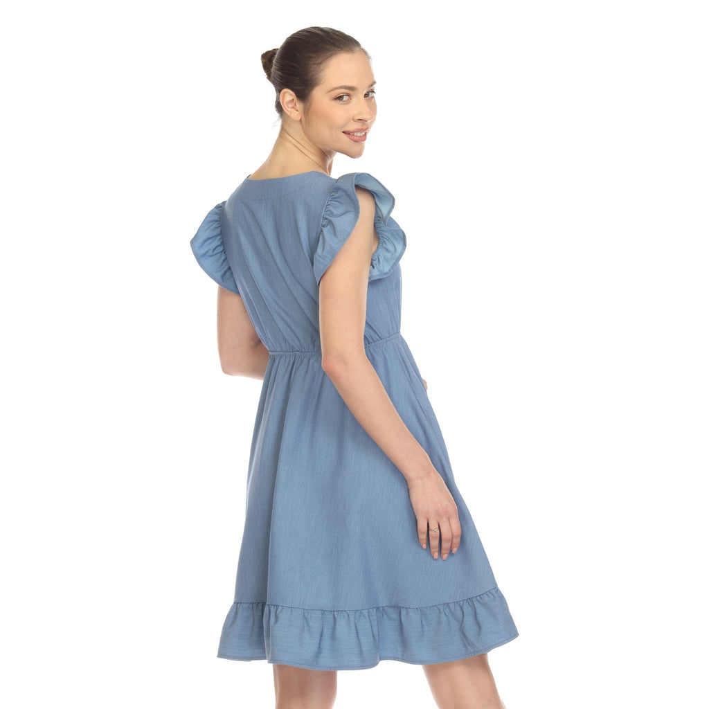 Women's Ruffle Sleeve Knee-Length Dress (2 Colors Available)