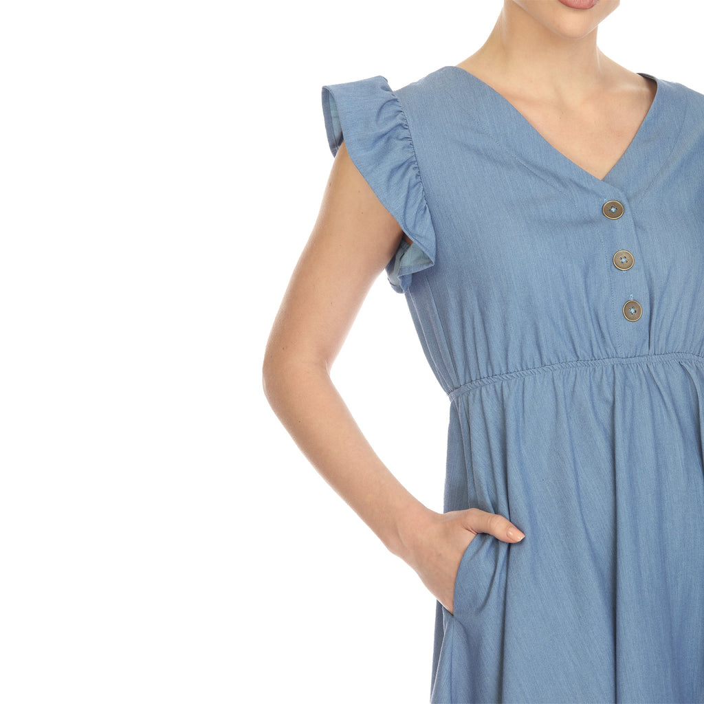 Women's Ruffle Sleeve Knee-Length Dress (2 Colors Available)