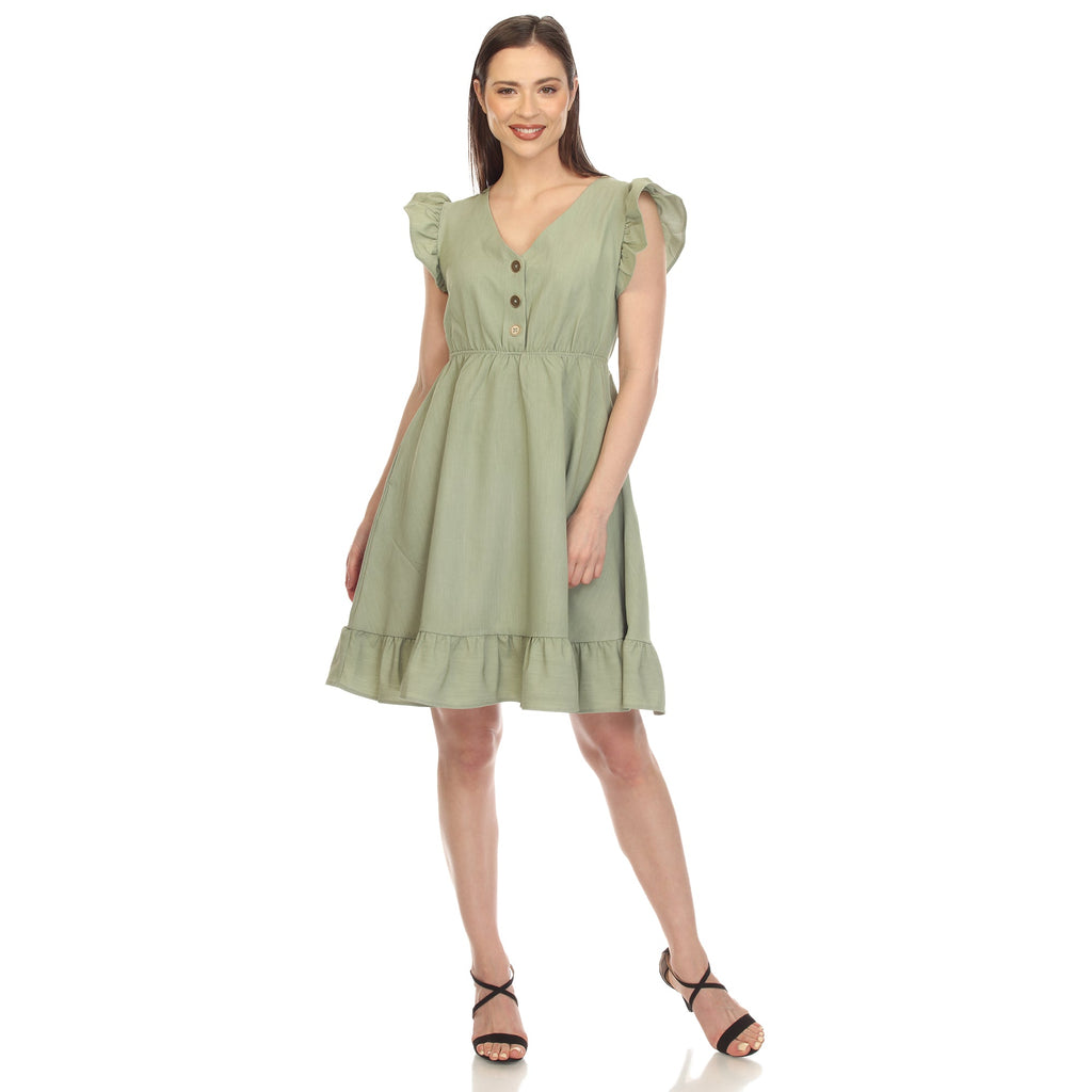 Women's Ruffle Sleeve Knee-Length Dress (2 Colors Available)