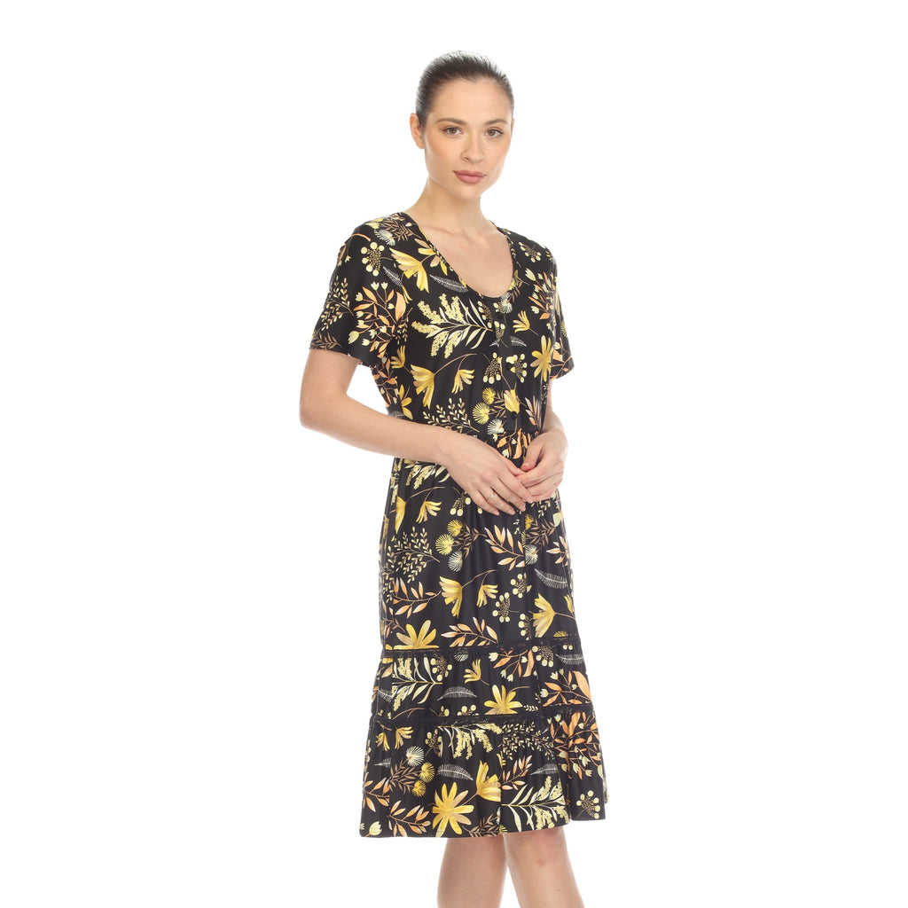 Women's Floral Short Sleeve Knee Length Dress (4 Colors Available)