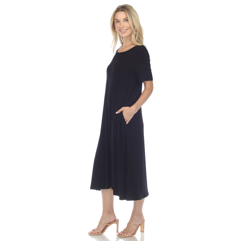 Women's Short Sleeve Midi Dress (7 Colors Available)