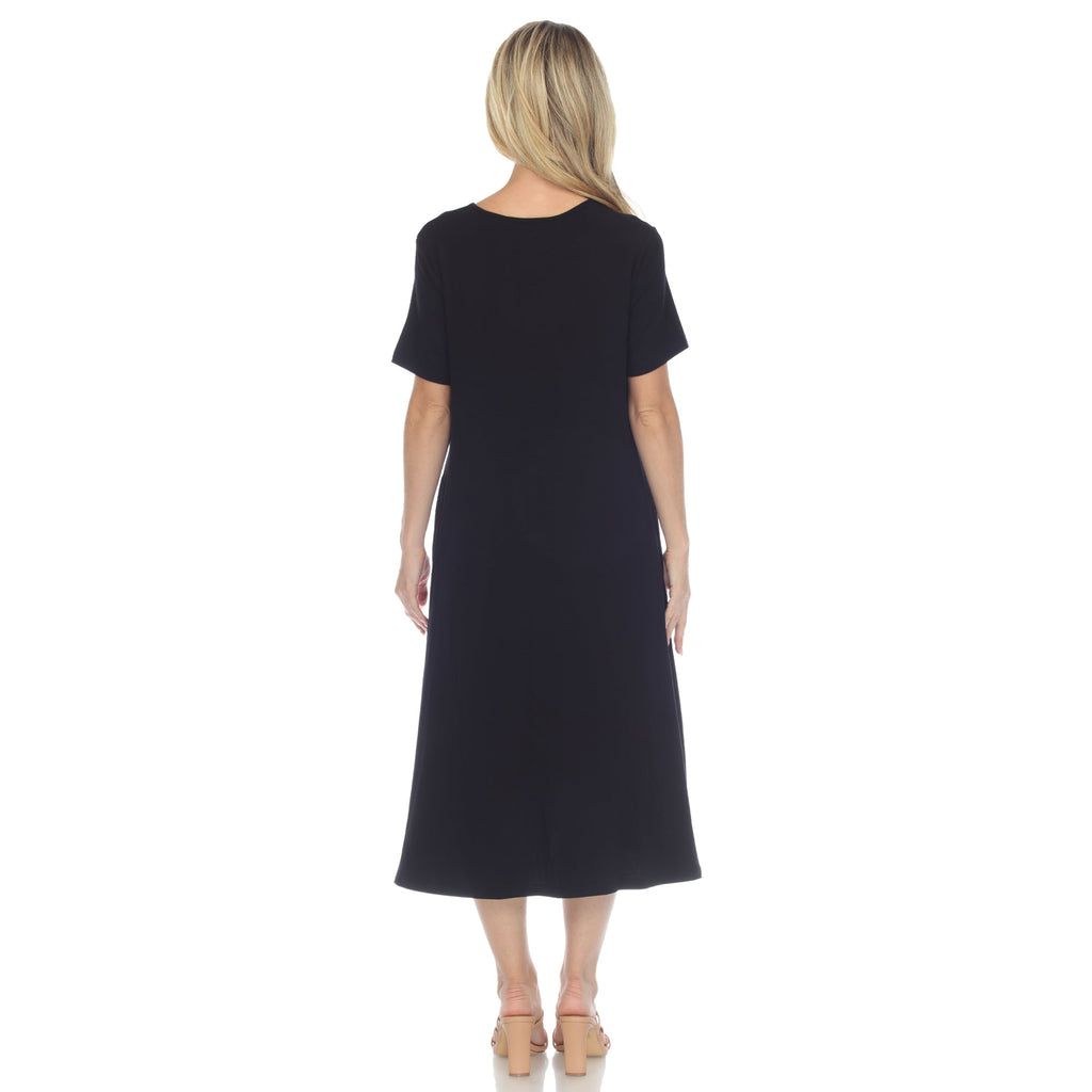 Women's Short Sleeve Midi Dress (7 Colors Available)