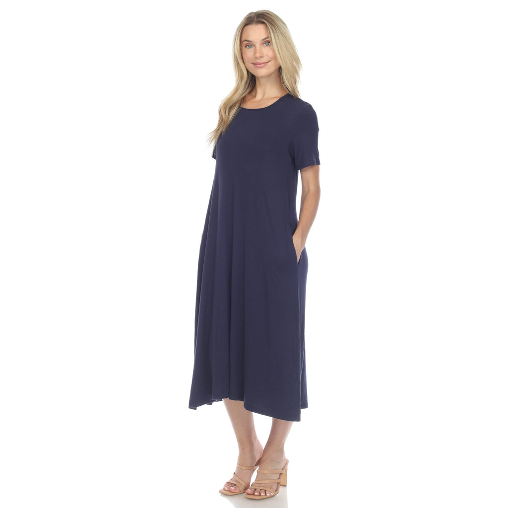 Women's Short Sleeve Midi Dress (7 Colors Available)