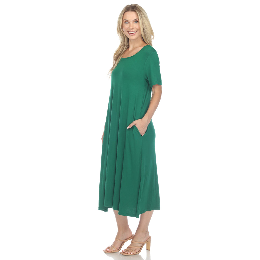 Women's Short Sleeve Midi Dress (7 Colors Available)