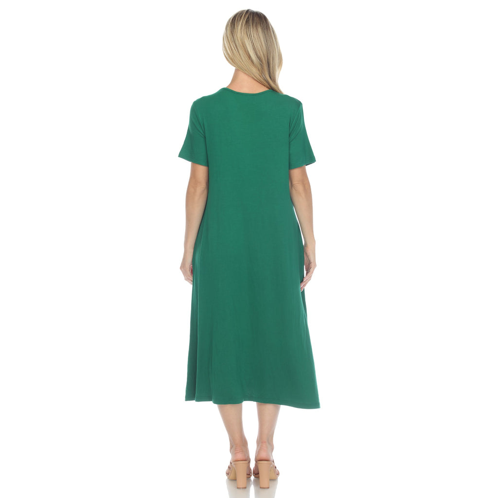 Women's Short Sleeve Midi Dress (7 Colors Available)