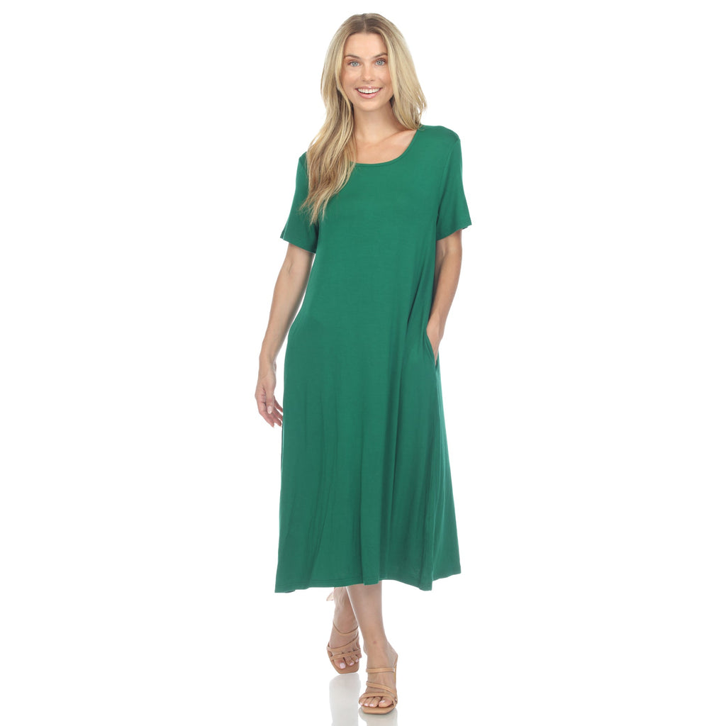 Women's Short Sleeve Midi Dress (7 Colors Available)