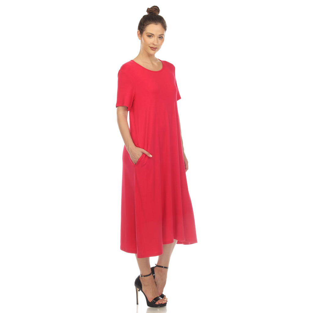 Women's Short Sleeve Midi Dress (7 Colors Available)