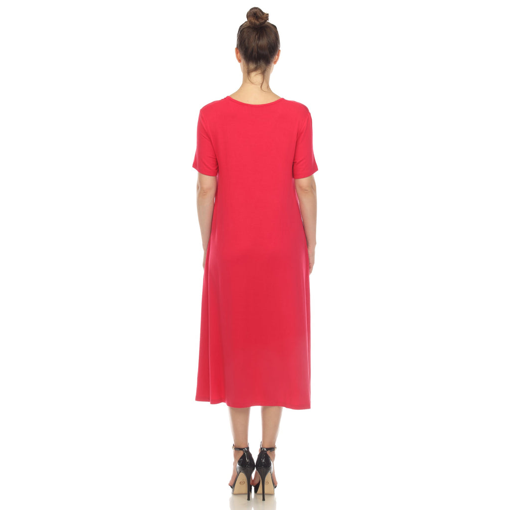 Women's Short Sleeve Midi Dress (7 Colors Available)