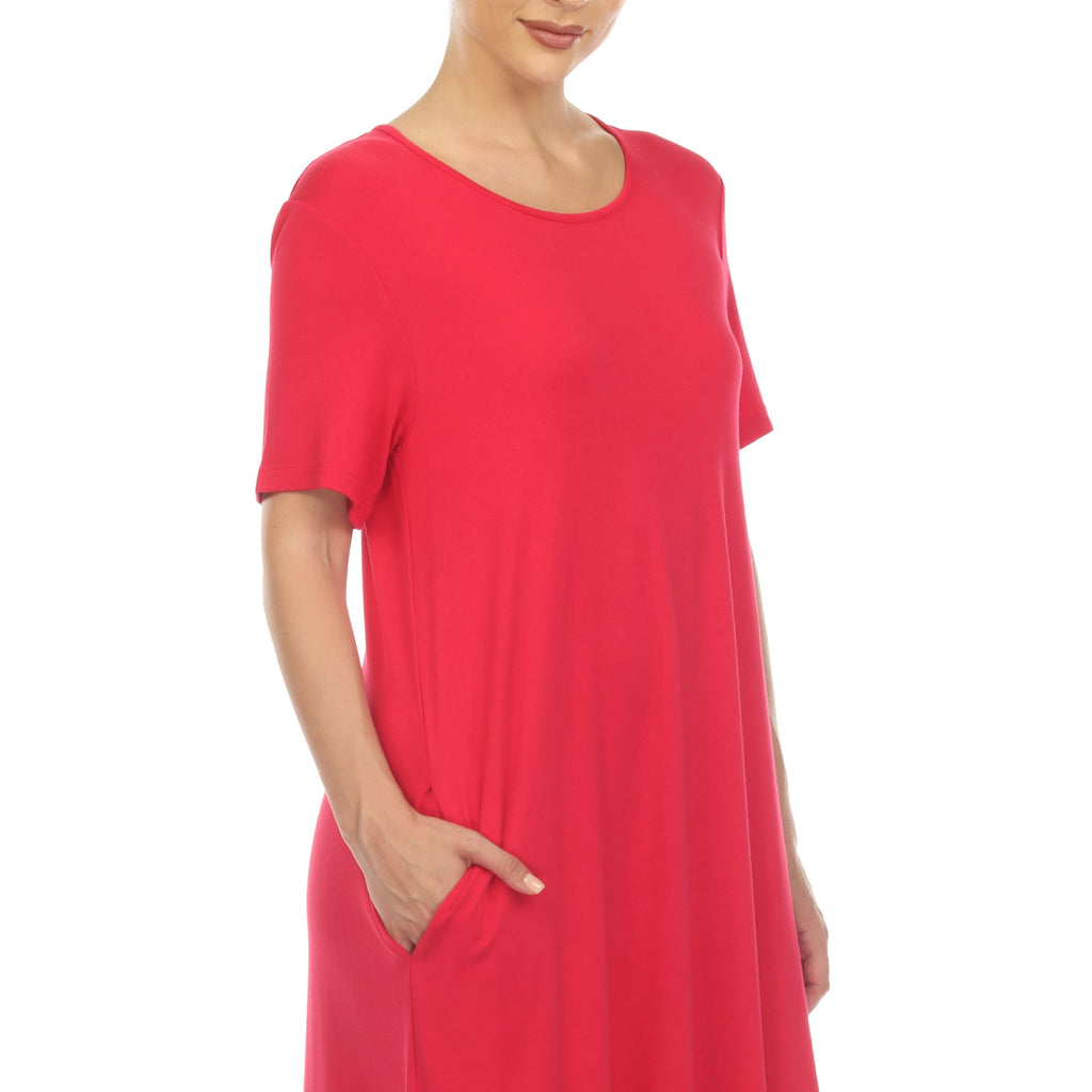 Women's Short Sleeve Midi Dress (7 Colors Available)