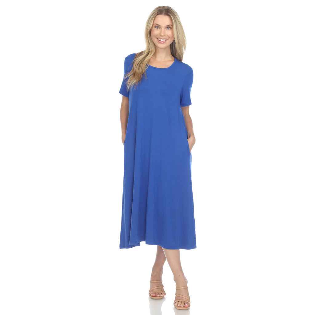 Women's Short Sleeve Midi Dress (7 Colors Available)