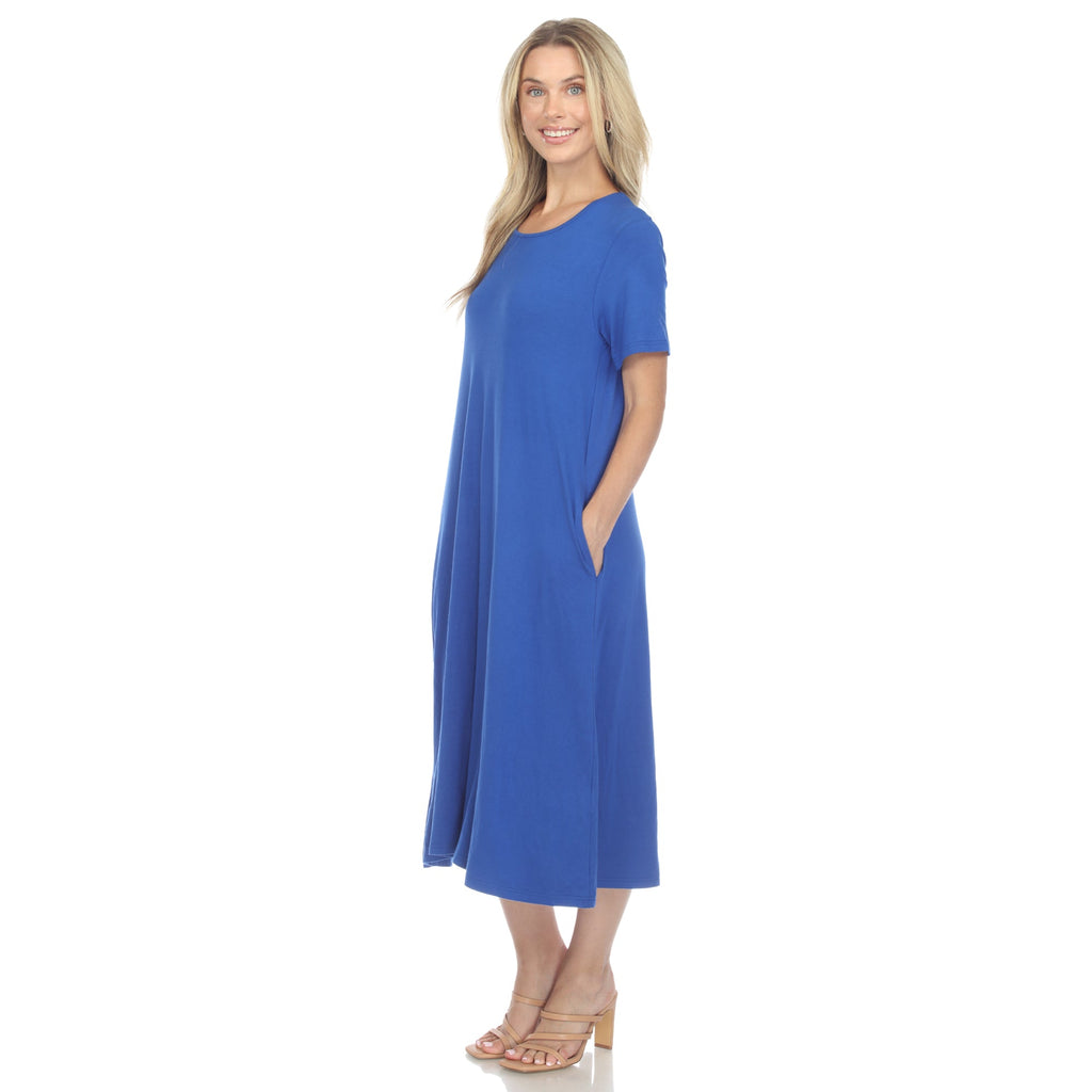 Women's Short Sleeve Midi Dress (7 Colors Available)