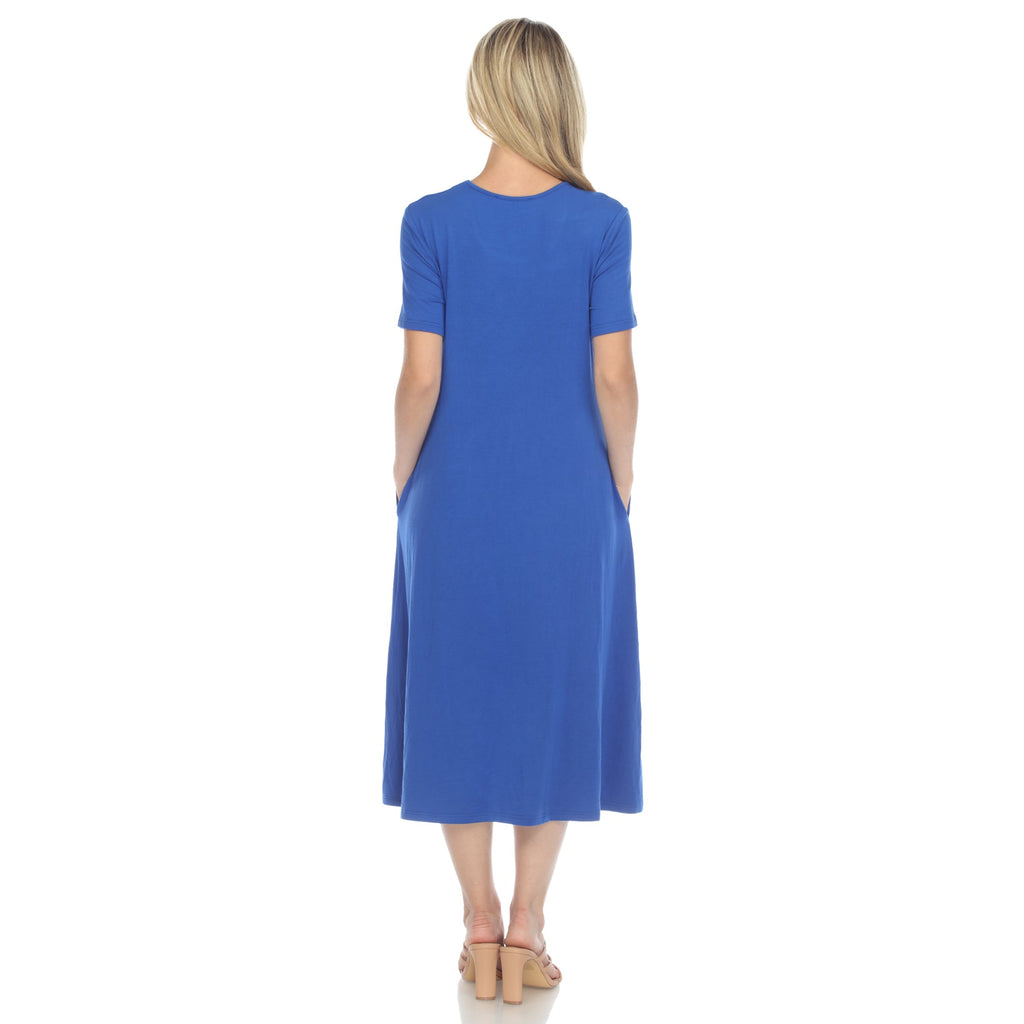 Women's Short Sleeve Midi Dress (7 Colors Available)