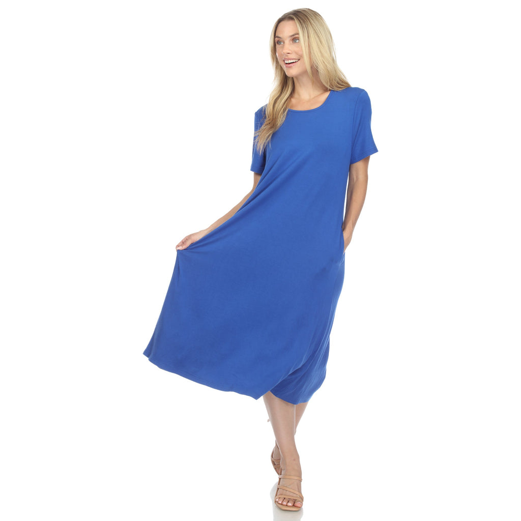 Women's Short Sleeve Midi Dress (7 Colors Available)