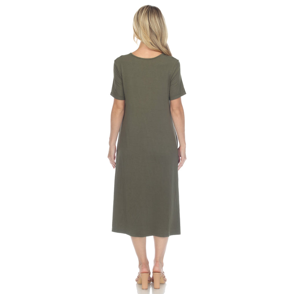 Women's Short Sleeve Midi Dress (7 Colors Available)