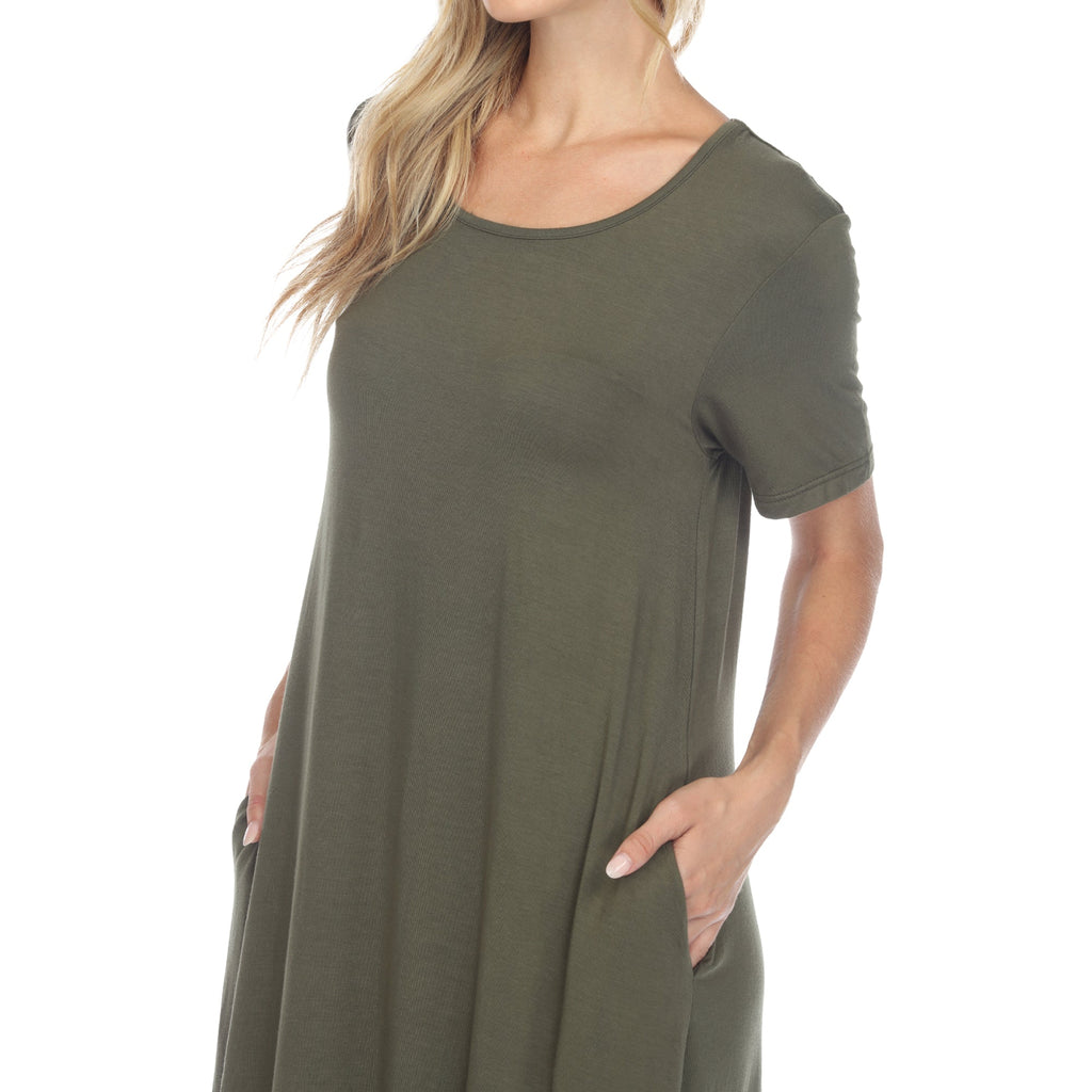 Women's Short Sleeve Midi Dress (7 Colors Available)