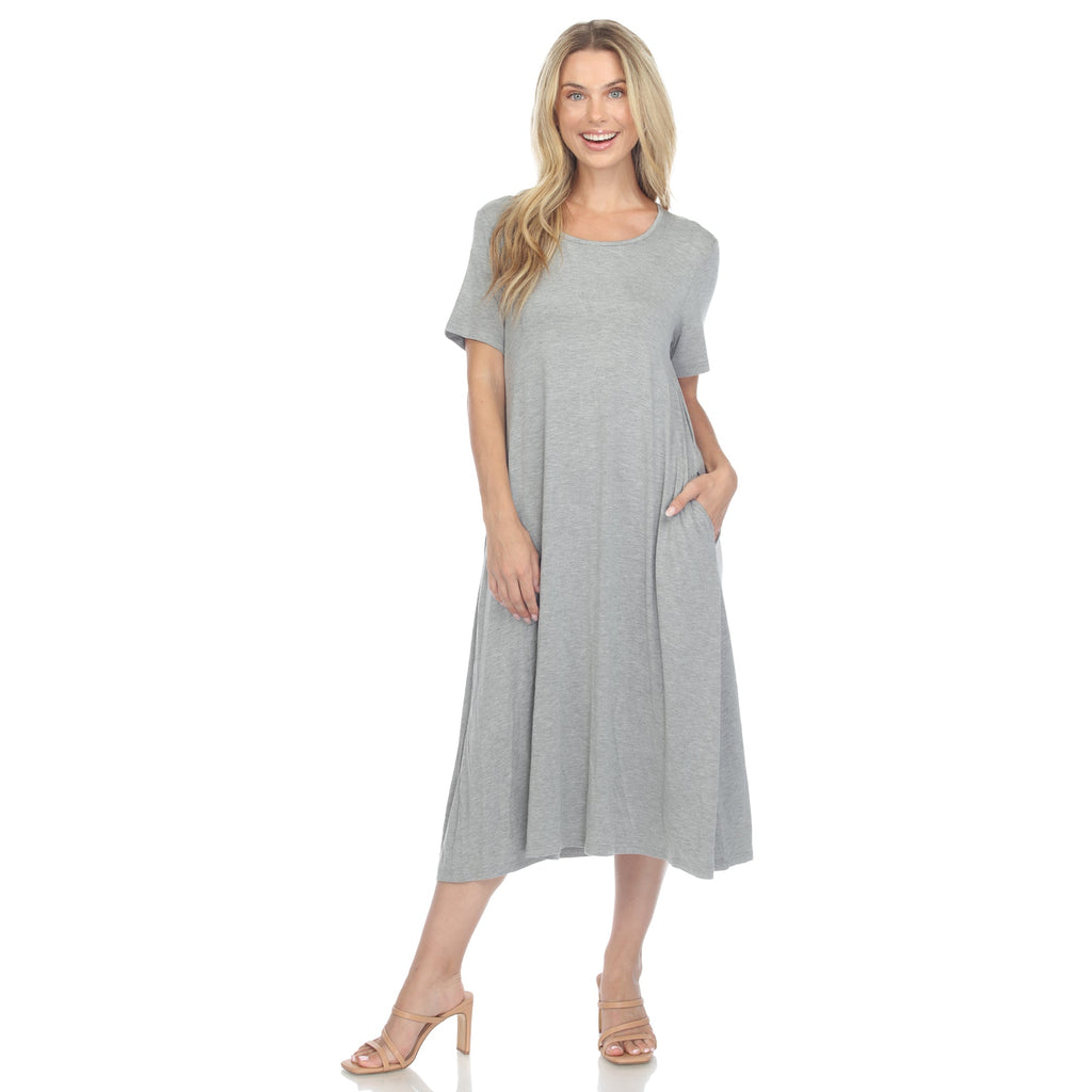 Women's Short Sleeve Midi Dress (7 Colors Available)