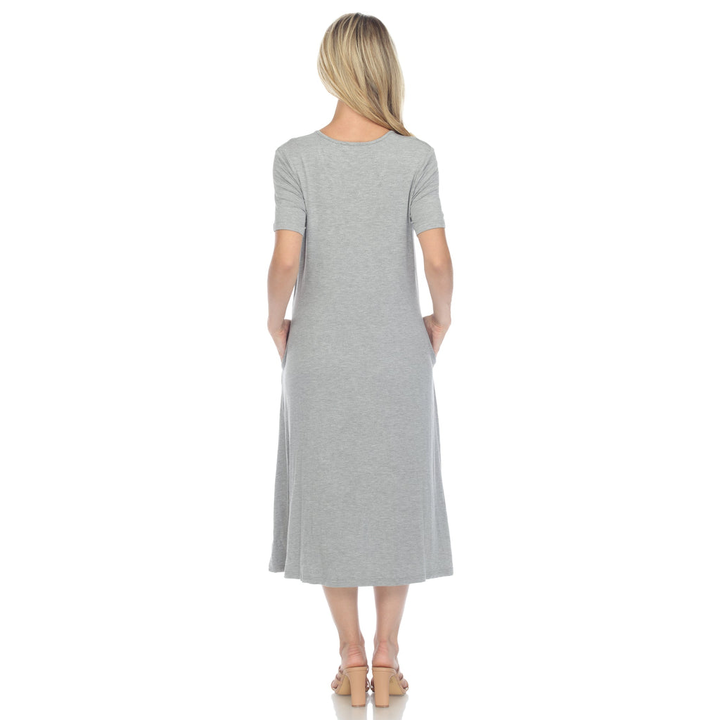 Women's Short Sleeve Midi Dress (7 Colors Available)