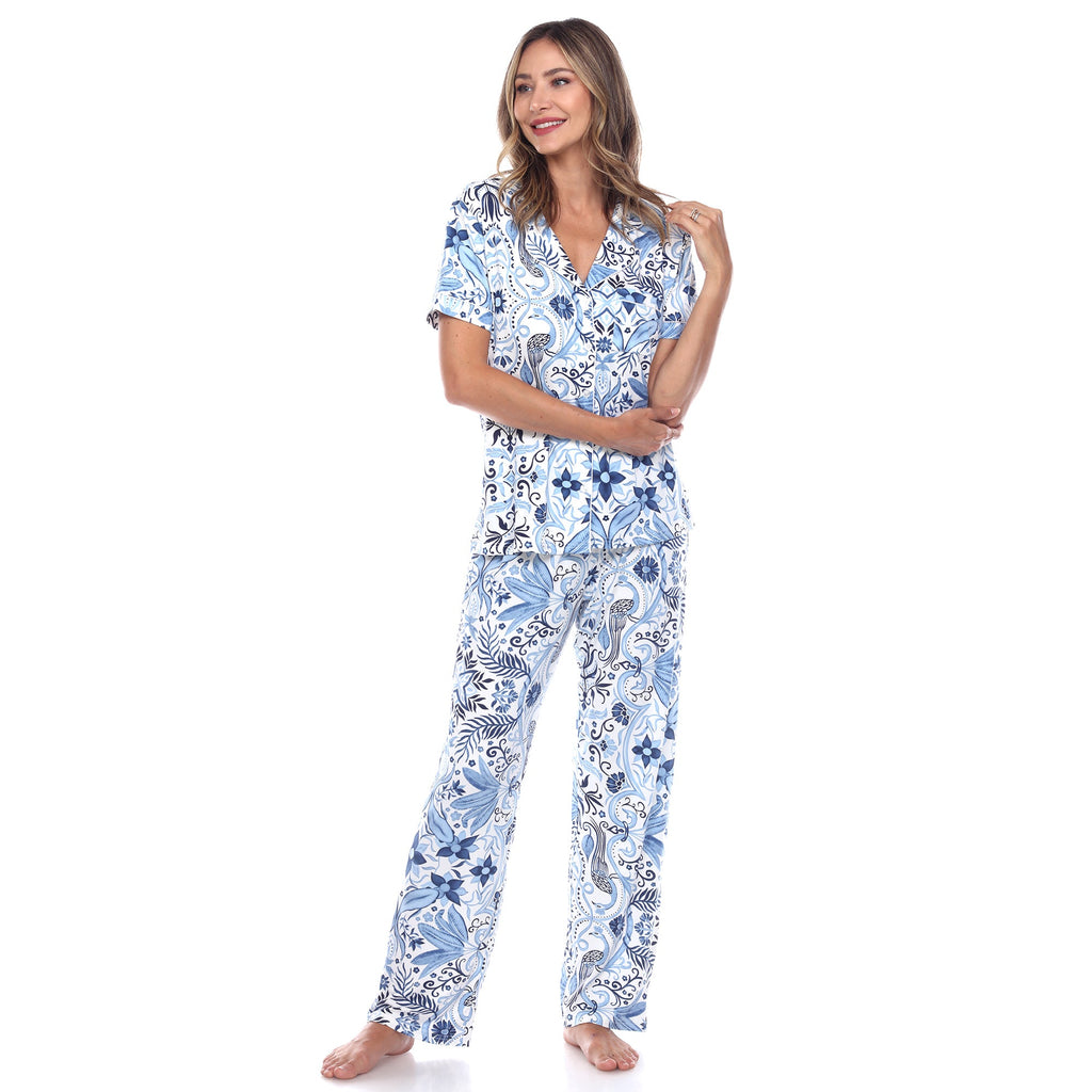 Women's Short Sleeve & Pants Tropical Pajama Set